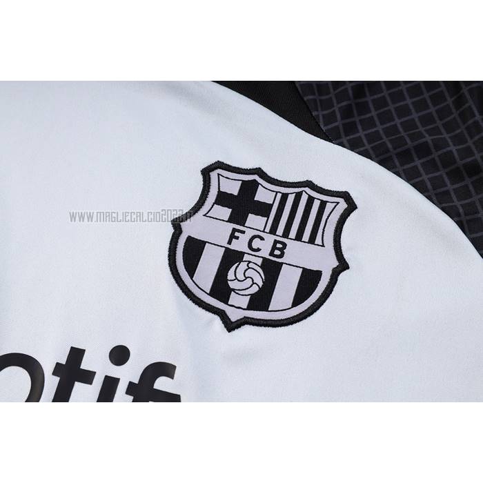 Tuta da Track del FC Barcellona Manga Corta 2023-2024 Grigio - Pantalon Corto